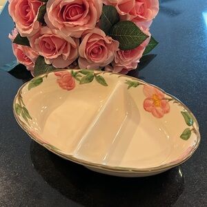 Oval Divided Vegetable Bowl Desert Rose (USA Backstamp) by FRANCISCAN